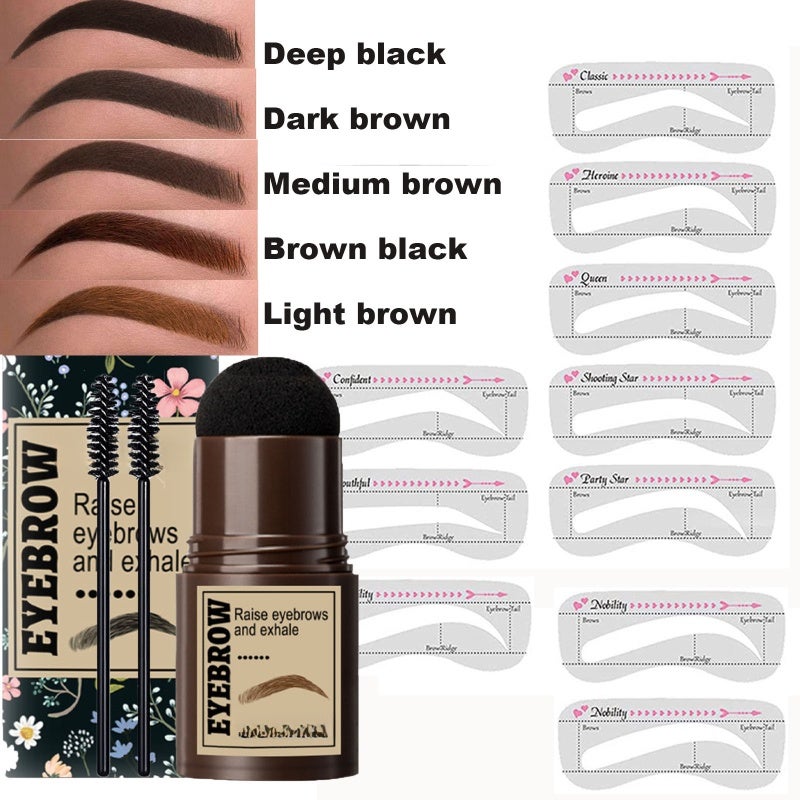 Eyebrow Stamp Shaping Kit: 10 Reusable Stencils, Waterproof & Smudge-Proof, High-Quality Mushroom Head - Easy To Use, Multifunctional Brow Definer For Beginners, Daily Makeup And Parties - Image 1