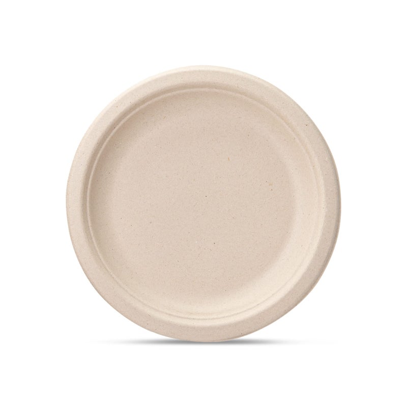 Comfy Package 7 Inch Heavy-Duty Kraft Paper Plates - 125 Pack  100% Compostable  Biodegradable  Disposable Sugarcane - Brown Unbleached - Image 2