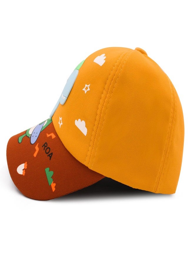 VRITRAZ Comfortable Cartoon Dino Print Little Sports Cap for Active Kids, Baby Girls and Boys 3-12 Years (Yellow) - Image 5