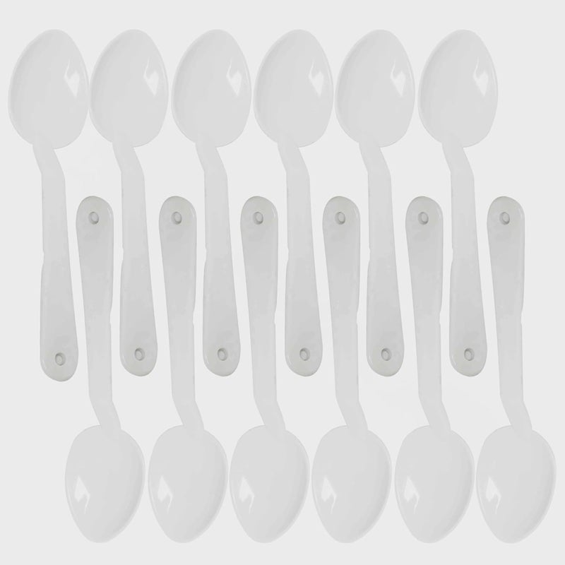 MOON WORLD Set of 12 Solid 11-Inch Serving Spoon Polycarbonate - Catering Spoons Large Serving Spoons Solid Serving Utensils for Buffet Banquet Flatware Kitchen Basics Serving (White) - Image 1
