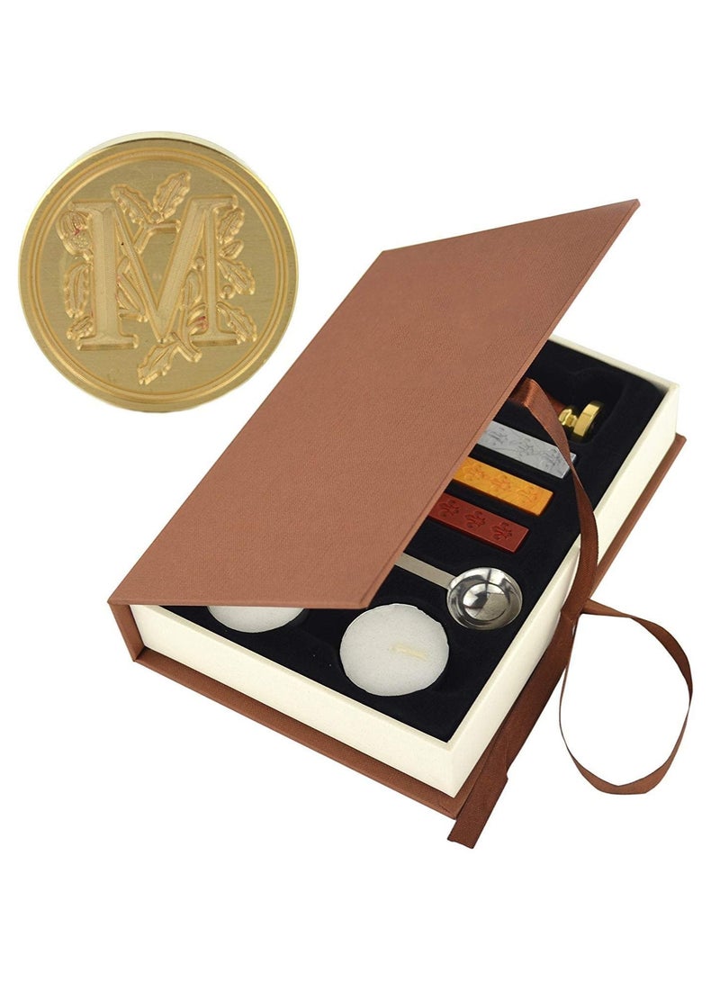 Tamp Seal Sealing Wax Vintage Classic Old-Fashioned Antique Alphabet Initial Letter Set Brass Color Creative Romantic Stamp Maker (M) - Image 1