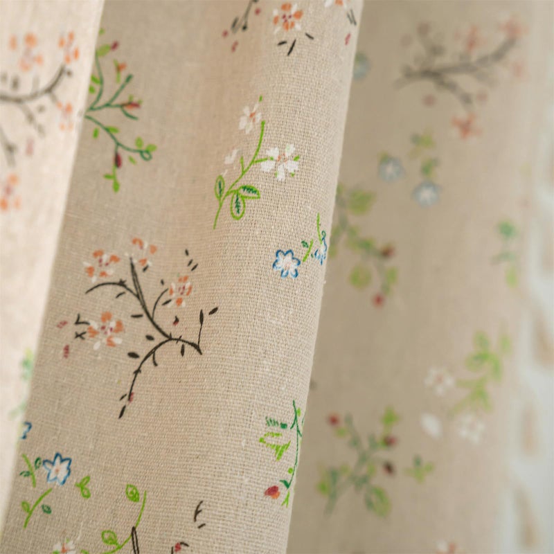 ENJOYBRIDAL Floral Farmhouse Curtains 96 Inches Long Semi Sheer Living Room Drapes Boho Light Filtering Vintage Decor Window Curtain Panels with Tassel Beige Rod Pocket Bedroom Drapes, 4 Panels - Image 5