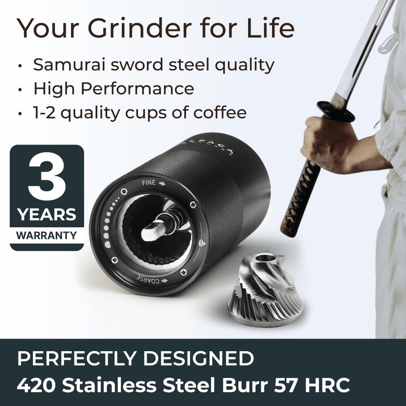 ALPACA VENTURES Manual Coffee Grinder by Alpaca Ventures - Stainless Steel Conical Burr Coffee Grinder Manual with Adjustable Setting Double Bearing Hand Espresso Grinder Perfect for Home, Office, and Camping  - Image 2
