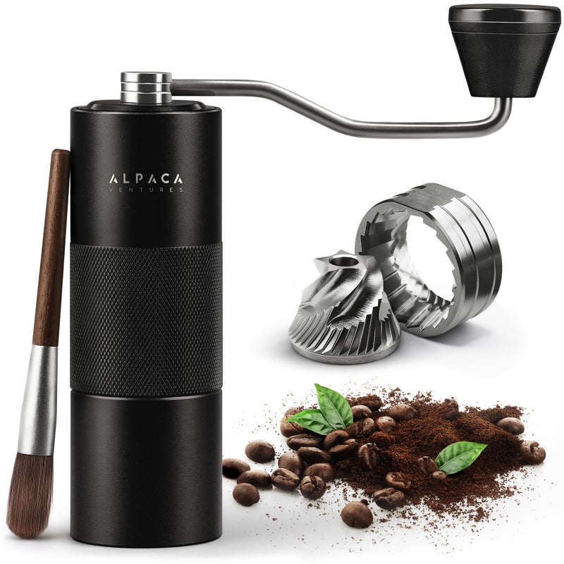 ALPACA VENTURES Manual Coffee Grinder by Alpaca Ventures - Stainless Steel Conical Burr Coffee Grinder Manual with Adjustable Setting Double Bearing Hand Espresso Grinder Perfect for Home, Office, and Camping  - Image 1
