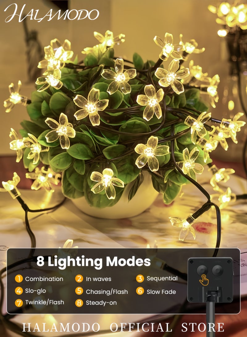 HALAMODO Waterproof Cherry Blossom Corded Solar String Lights Yellow/Black 7meter  - Image 4