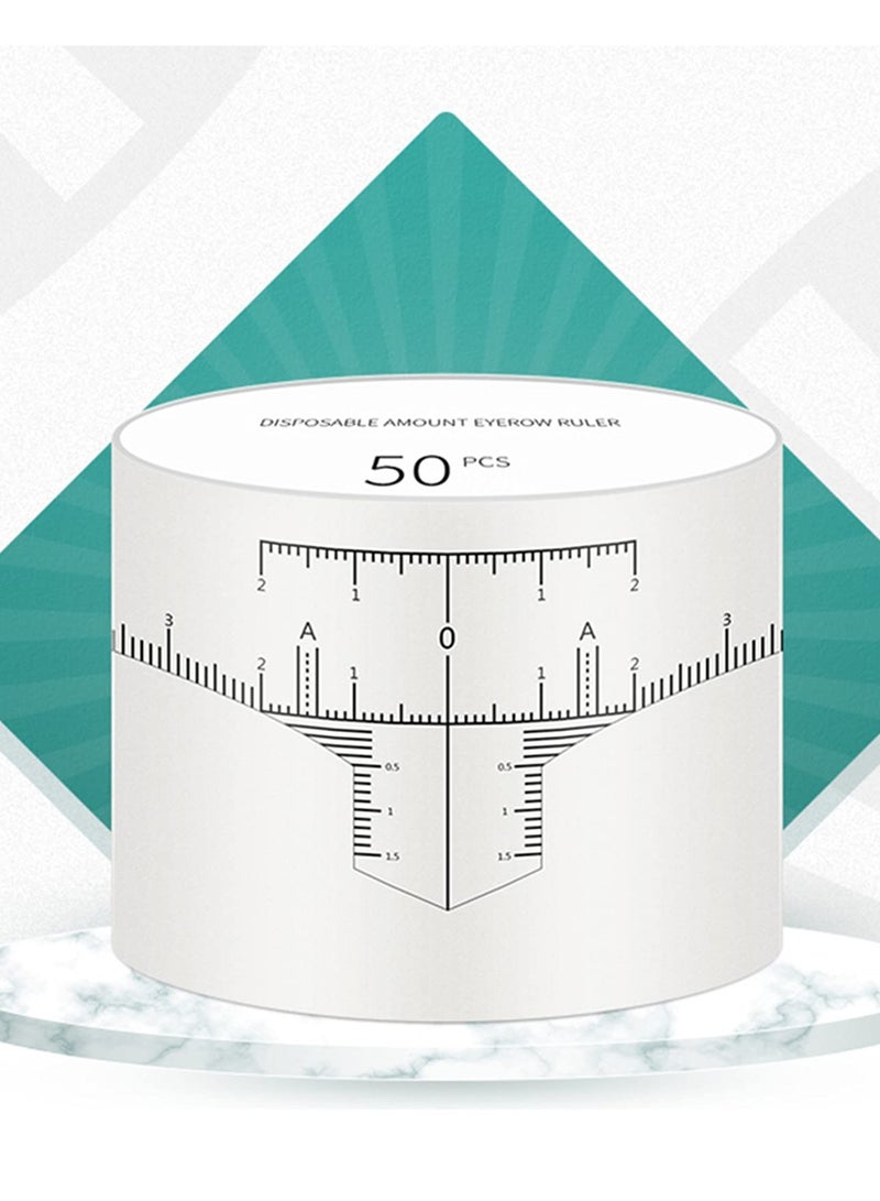 SYOSI Pack Eyebrow Ruler Sticker for Microblading, Disposable Adhesive Eyebrow Measurement Stencil for Tattooing, Measuring Scale Tape Auxiliary Makeup Tool Stencil Guide, Disposable Adhesive Eyebrow (50pcs - Image 2