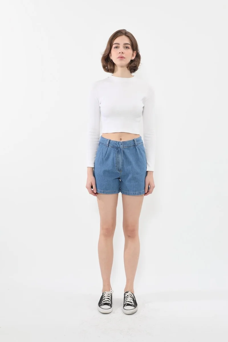 Banny Jeans Women's High Waist Pocket Blue Jean Shorts