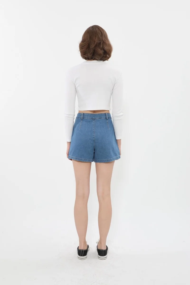 Banny Jeans Women's High Waist Pocket Blue Jean Shorts
