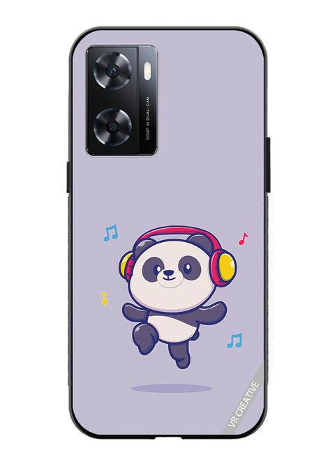 Protective Case Cover For Oppo A57/A77s Panda With Headphone Design Multicolour