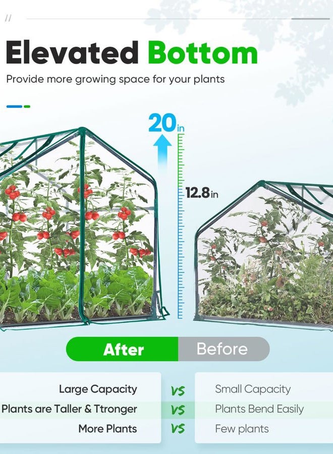 Quictent Portable Mini Cloche Greenhouse w/ Elevated Bottom, Reinforced High Light Transmission Waterproof UV-Resistant Hot House for Indoor Outdoor, w/ 50 T-Shaped Plant Tag, 95" x 36" x 36" (Clear) - Image 3