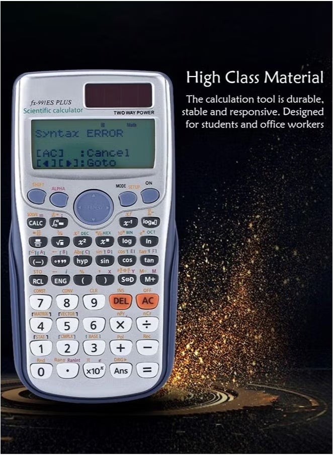 FX-991ES Plus حاسبة العلوم ، علوم الهندسة 10 + 2 رقم عرض النص حاسبة العلوم الشمسية ، الحاسبة مثالية لطلاب المدارس الثانوية والكليات في الحساب والجبر وغيرها من الكتب الدراسية للرياضيات