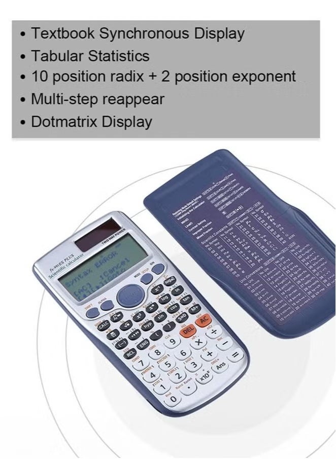 FX-991ES Plus حاسبة العلوم ، علوم الهندسة 10 + 2 رقم عرض النص حاسبة العلوم الشمسية ، الحاسبة مثالية لطلاب المدارس الثانوية والكليات في الحساب والجبر وغيرها من الكتب الدراسية للرياضيات