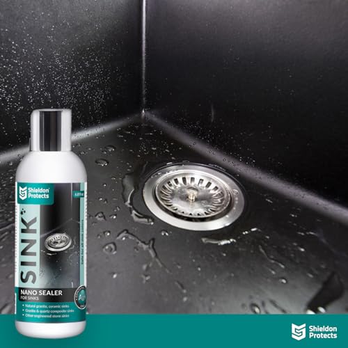 S Shieldon Protects Shieldon Sink Care Kit – Cleaner & Nano Sealer for Granite Composite, Ceramic & Natural Stone Sinks – Restores Shine, Repels Stains, Grease & Hard Water – 2 Sponges & Microfiber Cloth - Image 4