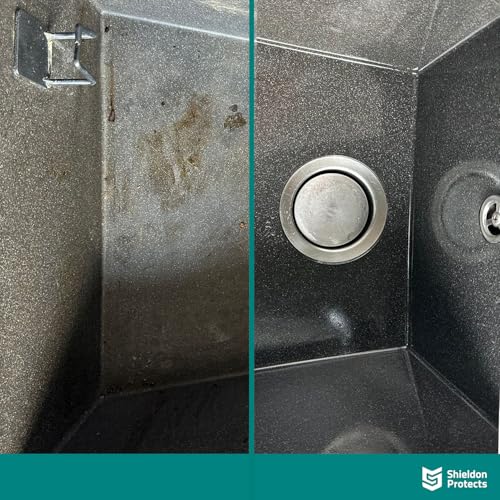 S Shieldon Protects Shieldon Sink Care Kit – Cleaner & Nano Sealer for Granite Composite, Ceramic & Natural Stone Sinks – Restores Shine, Repels Stains, Grease & Hard Water – 2 Sponges & Microfiber Cloth - Image 3