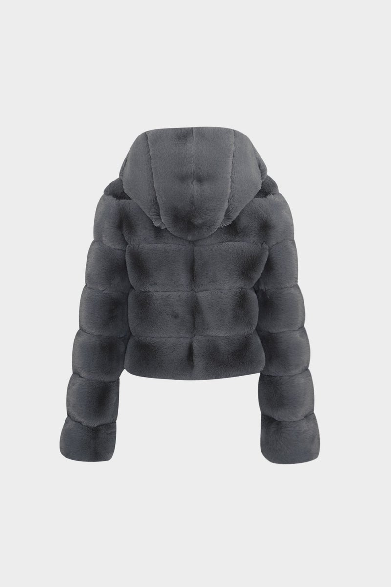 Açelya Okcu AÇELYAOKCU Premium Hooded Women's Rex Faux Fur Jacket  - Image 2