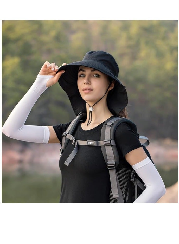 DUNISO Women Sun Hats UV Protection Wide Brim Foldable Ponytail Hole Beach Hats with Neck Cover for Gardening - Image 4