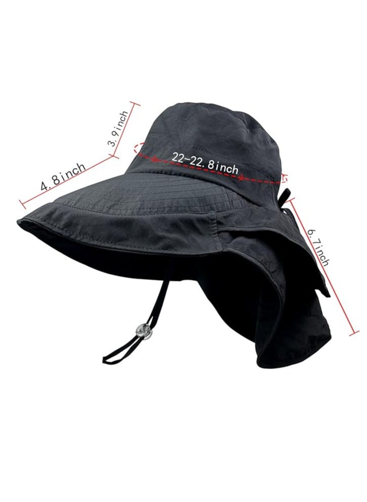 DUNISO Women Sun Hats UV Protection Wide Brim Foldable Ponytail Hole Beach Hats with Neck Cover for Gardening - Image 2