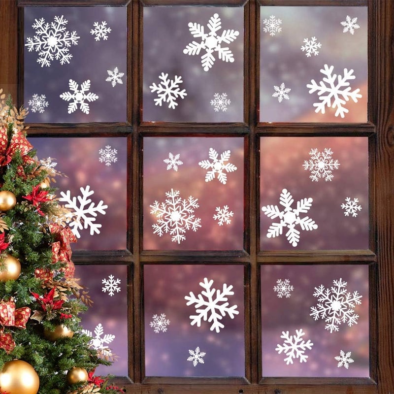 LUDILO 135Pcs Christmas Window Clings Snowflakes Window Decals Static Window Stickers for Christmas Decorations Windows Décor Ornaments Xmas Party Supplies Thanksgiving Party Décor - Image 1