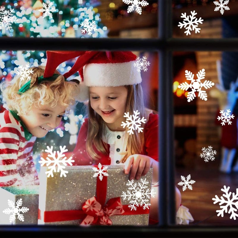 LUDILO 135Pcs Christmas Window Clings Snowflakes Window Decals Static Window Stickers for Christmas Decorations Windows Décor Ornaments Xmas Party Supplies Thanksgiving Party Décor - Image 2
