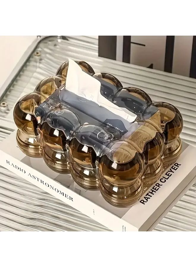 حامل علبة المناديل على شكل سحابة من الأكريليك بلون القهوة للمنزل والمكتب - Image 1