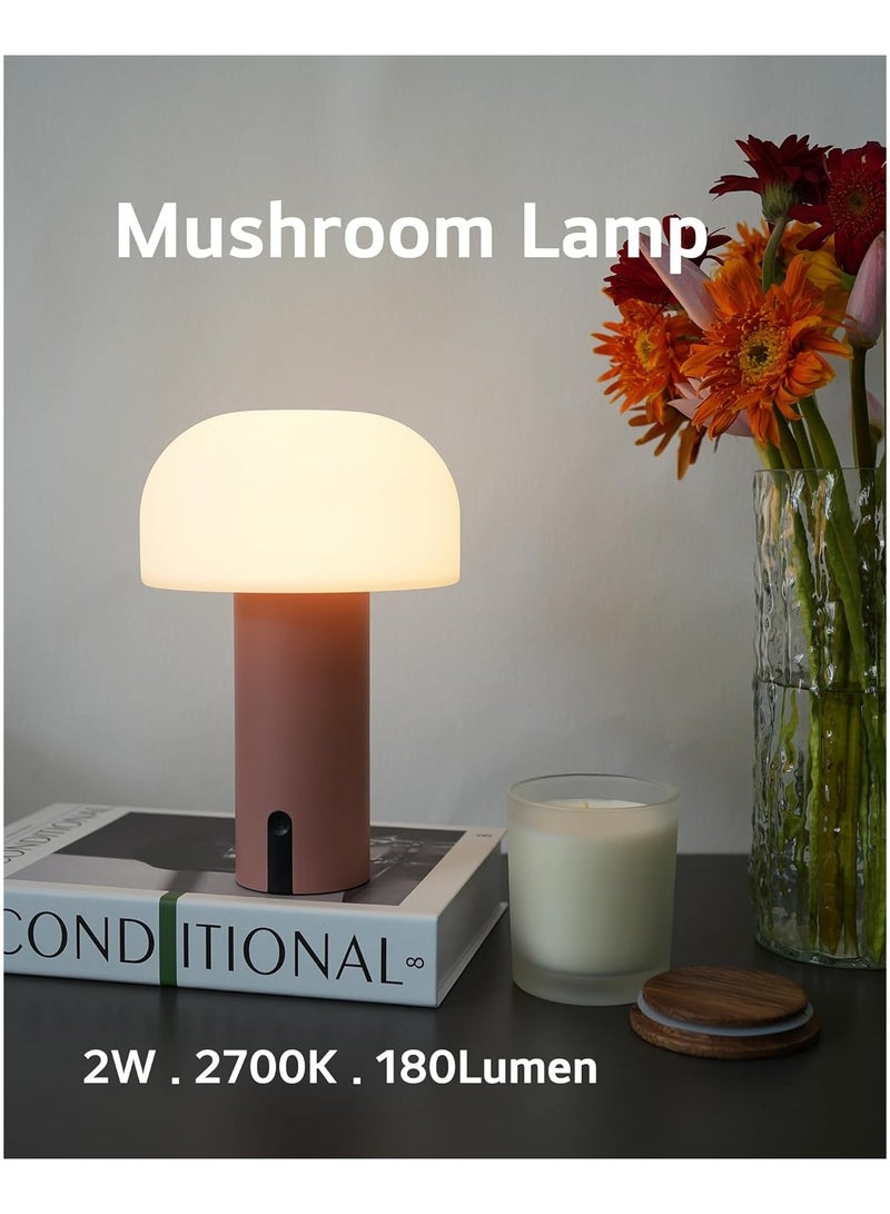 general Outdoor Mushroom Table Lamp Rechargeable, Cordless Lamps for Patio Waterproof, Portable Battery Operated Lamp with USB Charging, Touch Dimming Night Light for Home/Porch/Restaurant - Image 2