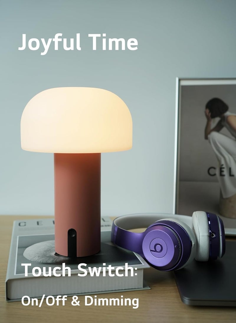 general Outdoor Mushroom Table Lamp Rechargeable, Cordless Lamps for Patio Waterproof, Portable Battery Operated Lamp with USB Charging, Touch Dimming Night Light for Home/Porch/Restaurant - Image 5