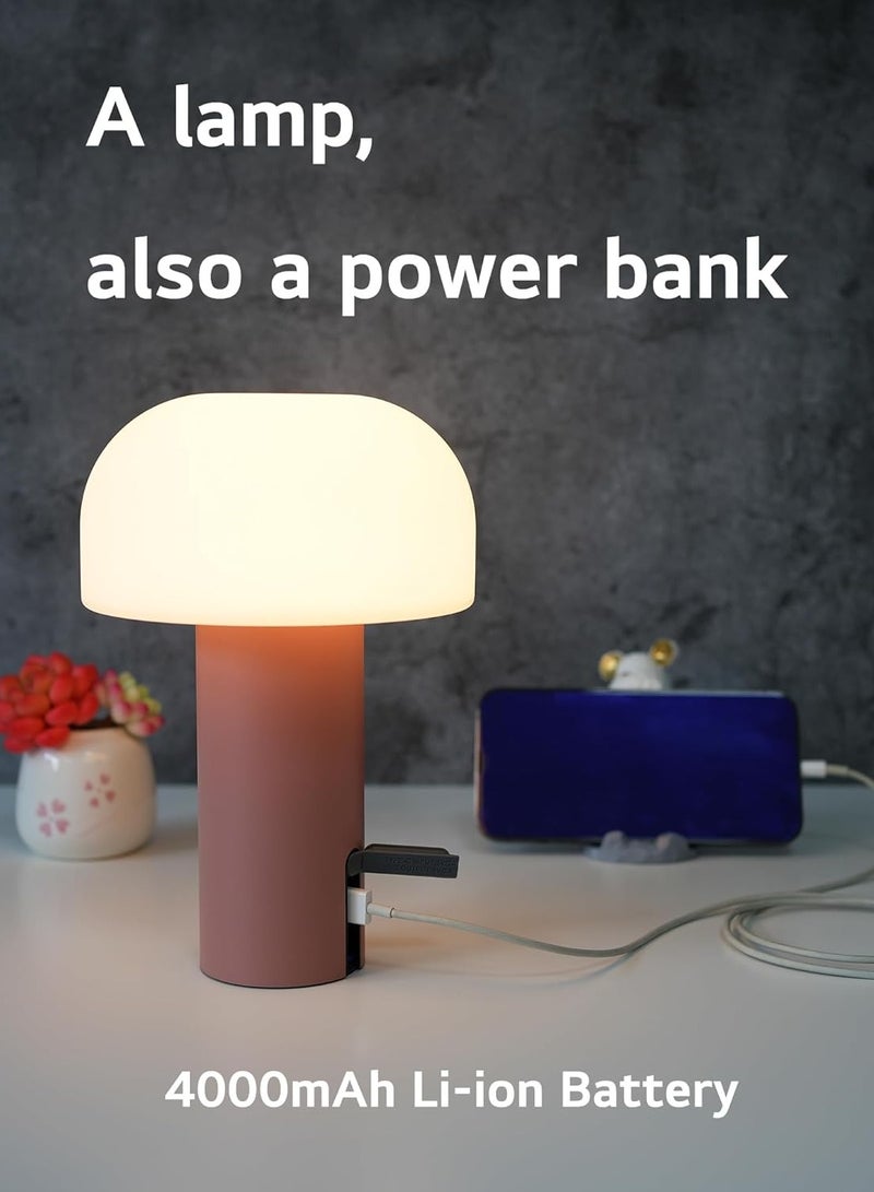 general Outdoor Mushroom Table Lamp Rechargeable, Cordless Lamps for Patio Waterproof, Portable Battery Operated Lamp with USB Charging, Touch Dimming Night Light for Home/Porch/Restaurant - Image 4