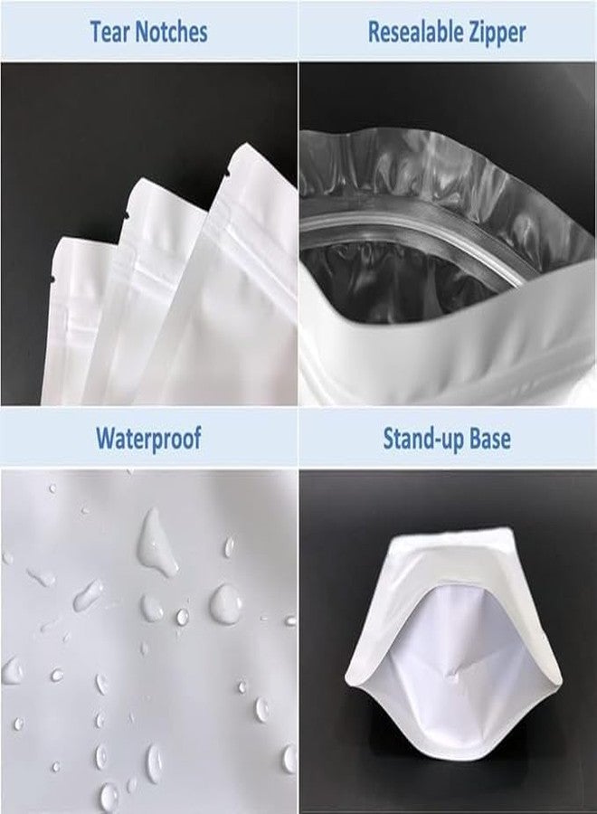 VELEXE Matte White Reusable Zip Lock Stand Up Pouches | Durable, Airtight, Multi-Purpose Kitchen Storage Pouch for Food & Snacks | 1 Piece of Each Size - 100 Grams, 500 Grams, 750 Grams & 1KG - Image 3