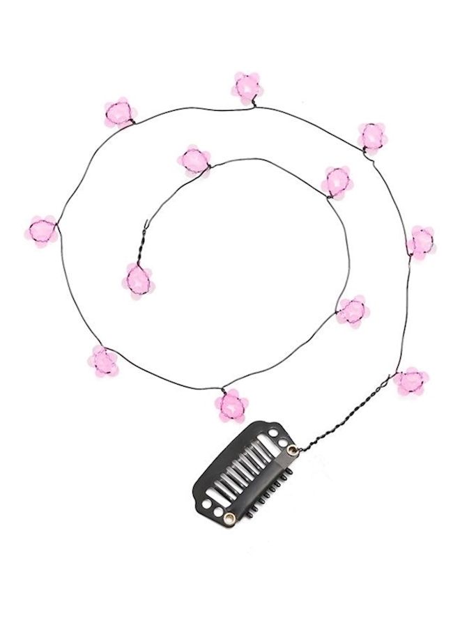 NIBEMINENT Flower Shaped Long Hairpin Clip Belt Pink/Black - Image 1
