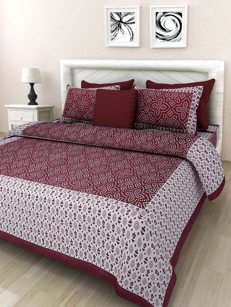 SDC Dreams HomeShop 100 Pure Cotton Rajasthani Tradition Queen Size Double Bedsheets with 2 Pillow Covers Queen Size Jaipuri Bedspreads - Image 1