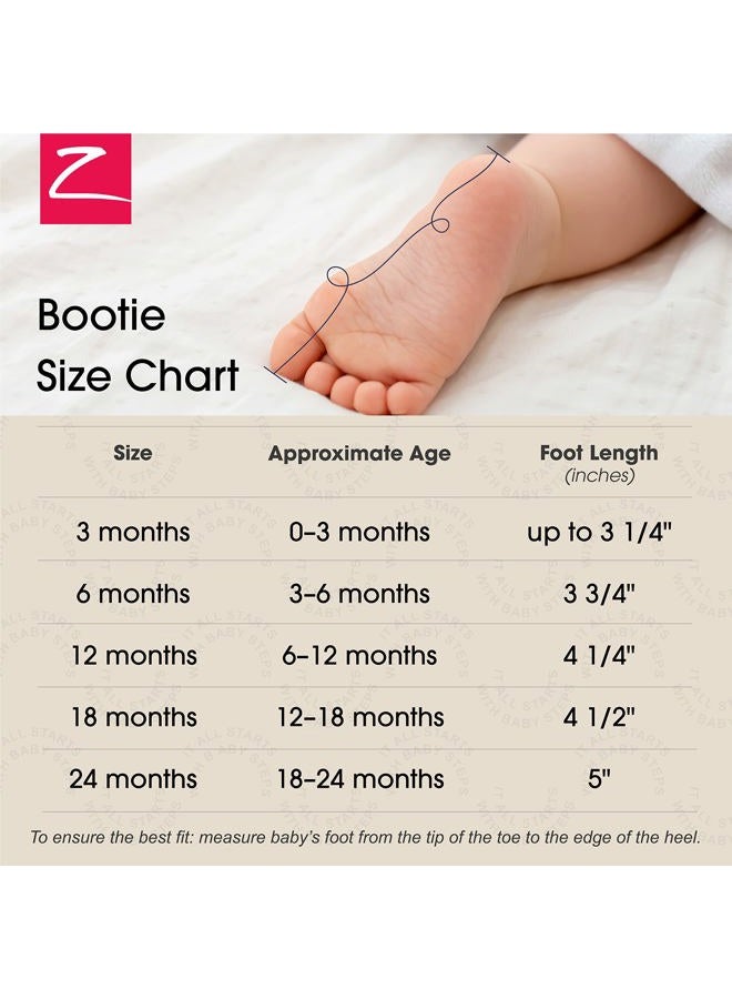 Zutano Unisex Cozie Fleece Baby Booties with Grippers, Baby Essentials, Grey, 18 Months - Image 4