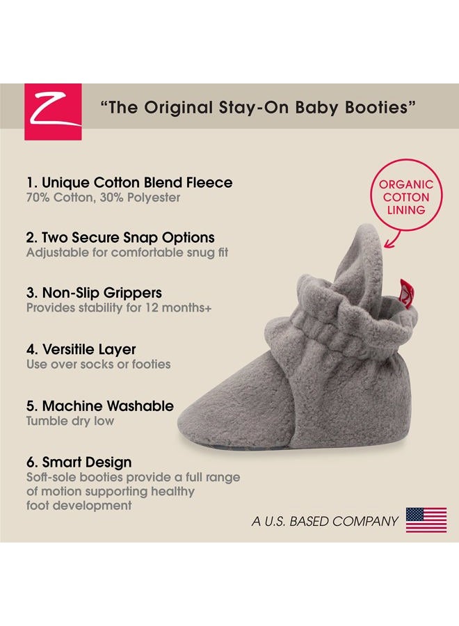 Zutano Unisex Cozie Fleece Baby Booties with Grippers, Baby Essentials, Grey, 18 Months - Image 3