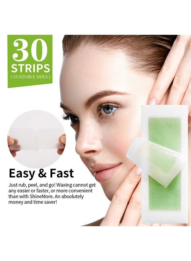 SUMAX Wax Strips for Hair Removal, Double Sides Facial Body Wax Strips, Waxing Kit with 30 Face Wax Strips and 4 Calming Oil Wipes - Image 3