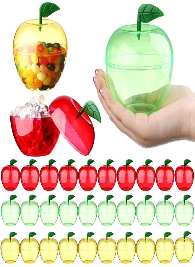Layhit 30 Pack Large Apple Plastic Containers Rosh Hashana Candy Boxes Christmas Party Favor Bulk Mixed Colors Candy Jar Fillable Boxes for Jewish New Year Festival Party Supplies(4.1 x 3.5 Inches) - Image 1