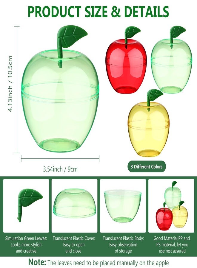 Layhit 30 Pack Large Apple Plastic Containers Rosh Hashana Candy Boxes Christmas Party Favor Bulk Mixed Colors Candy Jar Fillable Boxes for Jewish New Year Festival Party Supplies(4.1 x 3.5 Inches) - Image 3