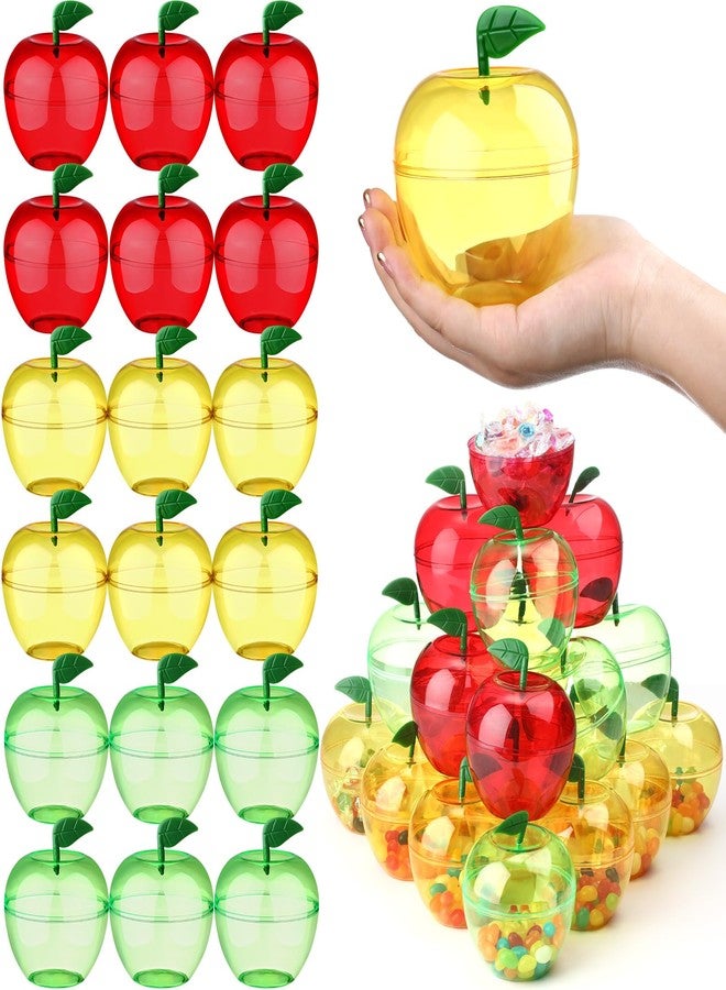 Layhit 30 Pack Large Apple Plastic Containers Rosh Hashana Candy Boxes Christmas Party Favor Bulk Mixed Colors Candy Jar Fillable Boxes for Jewish New Year Festival Party Supplies(4.1 x 3.5 Inches) - Image 2