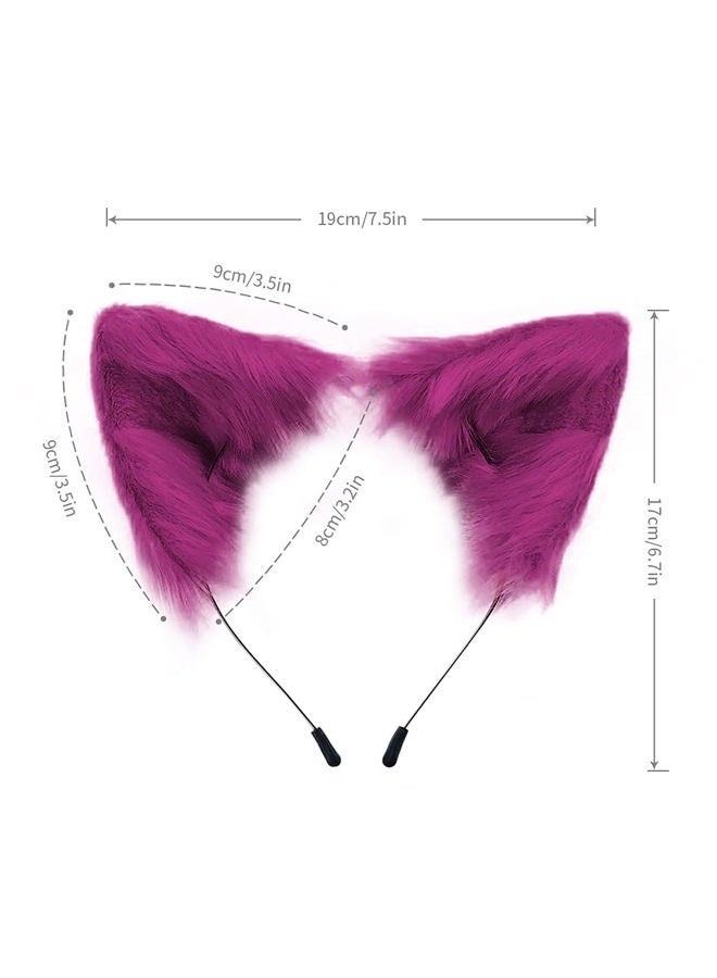 SMILETERNITY Handmade Fox Wolf Cat Ears Headwear Costume Accessories for Halloween Christmas Cosplay Party (Purple) - Image 4