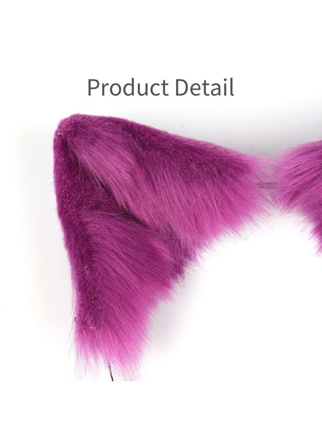 SMILETERNITY Handmade Fox Wolf Cat Ears Headwear Costume Accessories for Halloween Christmas Cosplay Party (Purple) - Image 2