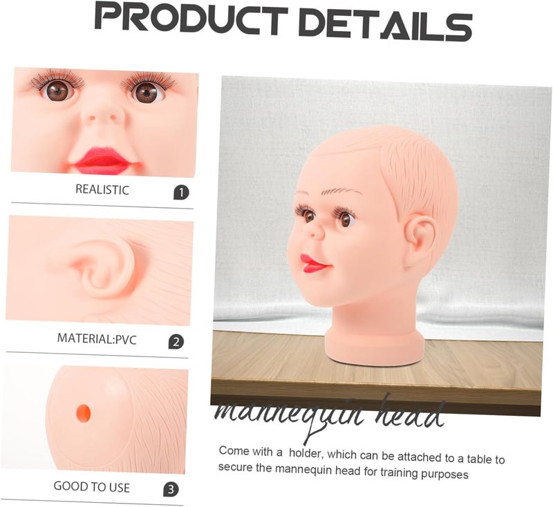 Abaodam PVC Mannequin Head for Styling Doll Display Model with Realistic Hair Texture for Wigs Hats Scarves Glasses for Salon Store Use - Image 3