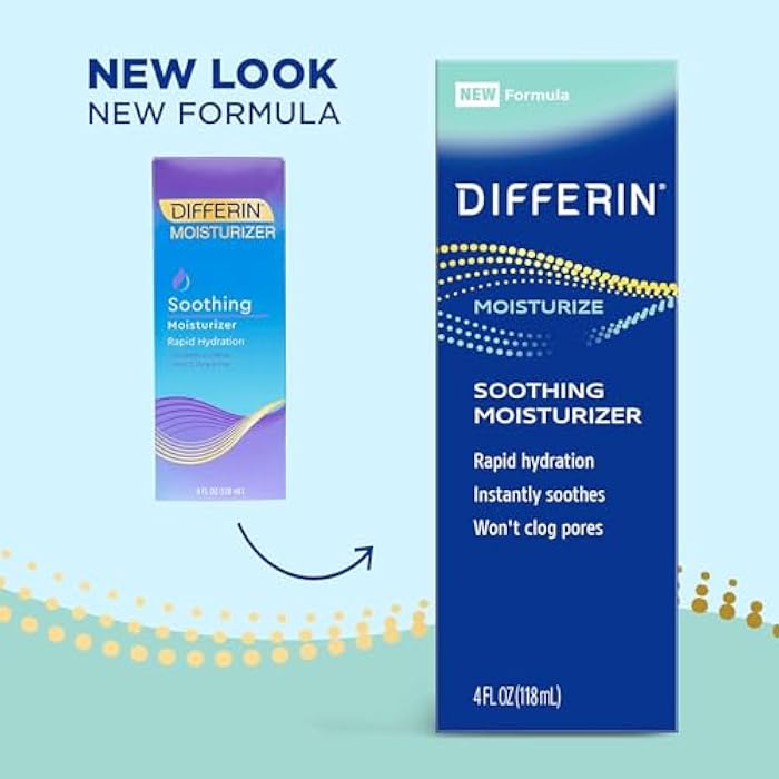 Differin Face Moisturizer, Soothing Lotion for Face and Body, Gentle Skin Care for Acne Prone Sensitive Skin, 4 oz (Packaging May Vary) - Image 2