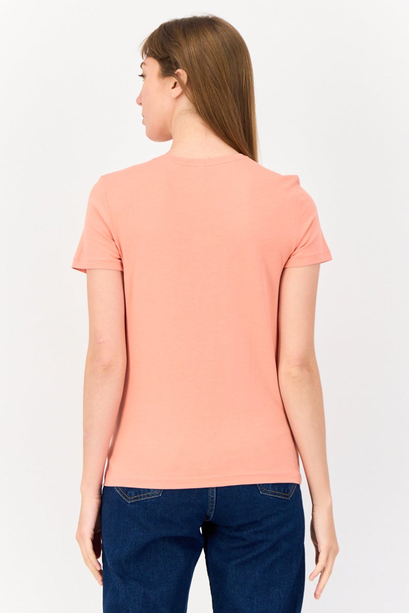 ONLY Women Regular Fit Short Sleeves Graphic Print T-Shirt, Dusty Pink  - Image 4