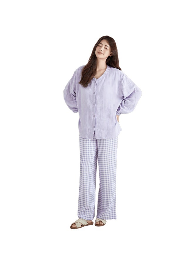 Your Sun Yiershuang Double-layer Cotton Gauze Padded Women's Pajama Set Long Sleeve Cardigan Loose Homewear Autumn Winter - Image 3