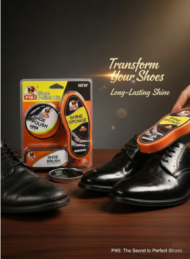 PIKI Shoe Polish Kit, Leather Care Set with Sponge, Cream & Brush, for Shoes, Bags - Image 5