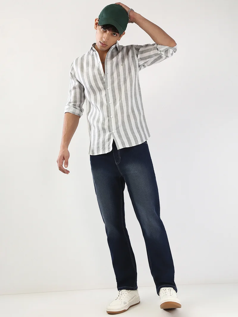 Urbano Fashion  Urbano Fashion Men's Dark Blue Straight Fit Washed Jeans Stretchable for Men | Best Price UAE