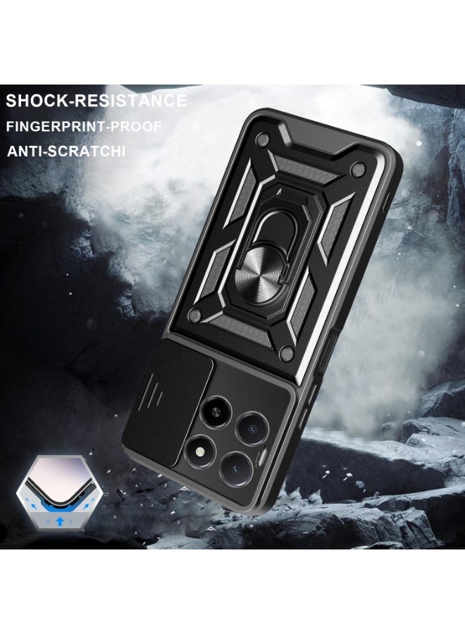 اليشمك Phone Case Cover for Honor X5b 4G/X5b Plus 4G, Slide Camera Lens Cover + 360°Rotating Kickstand Ring + Support Magnetic Car Mount Shockproof Mobile Phone Case for Honor X5b 4G / X5b Plus 4G, Black. - Image 5