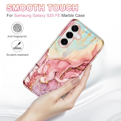 Avocase Compatible with Samsung Galaxy S25 FE Case, Marble Pattern 3 in 1 Heavy Duty Shockproof Full Body Hard PC+Soft Silicone Drop Protective Women Girls Case for Galaxy S25 FE (2025), Rose Gold - Image 3
