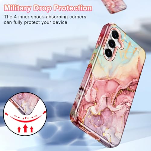 Avocase Compatible with Samsung Galaxy S25 FE Case, Marble Pattern 3 in 1 Heavy Duty Shockproof Full Body Hard PC+Soft Silicone Drop Protective Women Girls Case for Galaxy S25 FE (2025), Rose Gold - Image 5