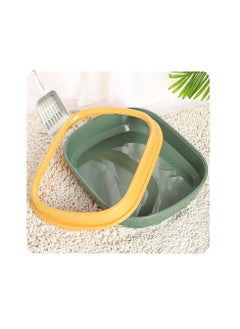 Generic Open Top Cat Litter Box Semi-Closed Green/Yellow(30 CM)  - Image 1