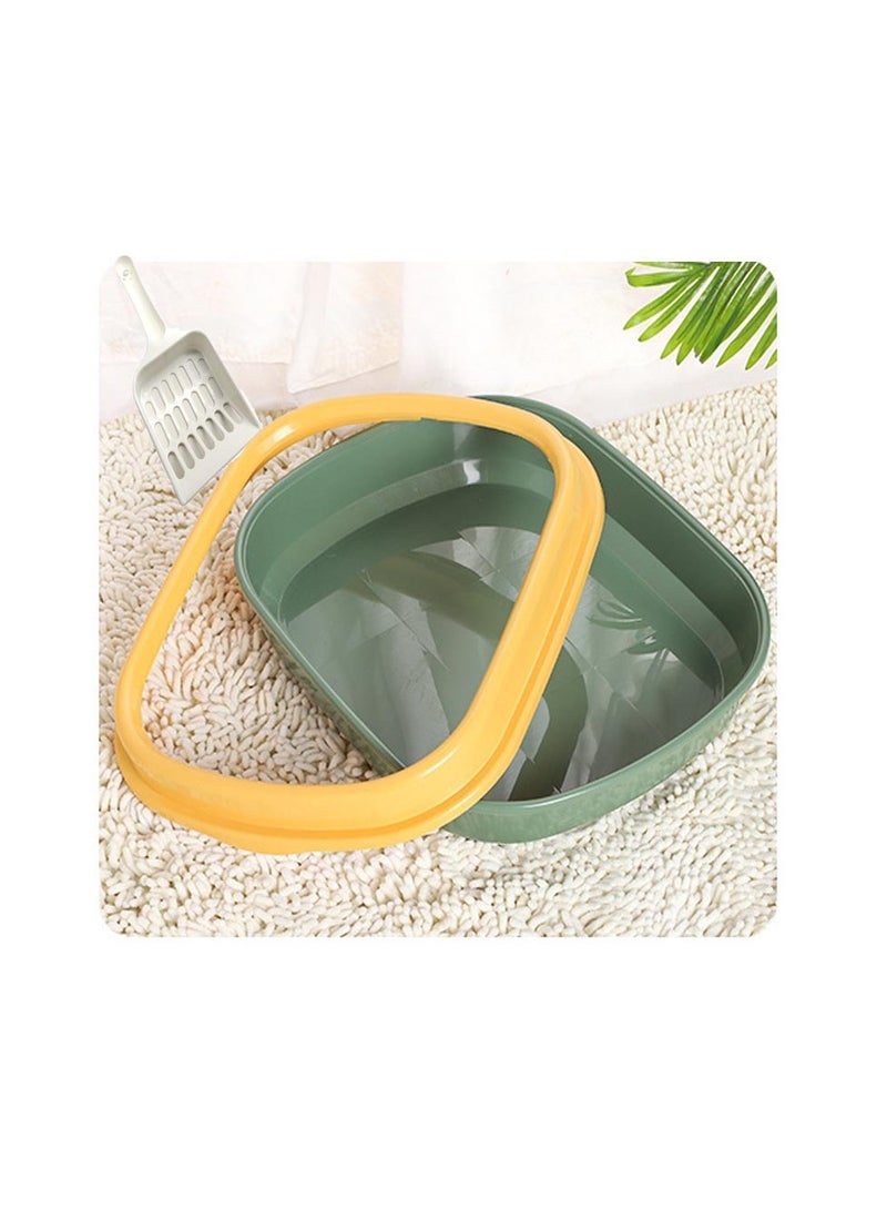 Meetion Open Top Cat Litter Box Semi-Closed Green/Yellow(30 CM) - Image 1
