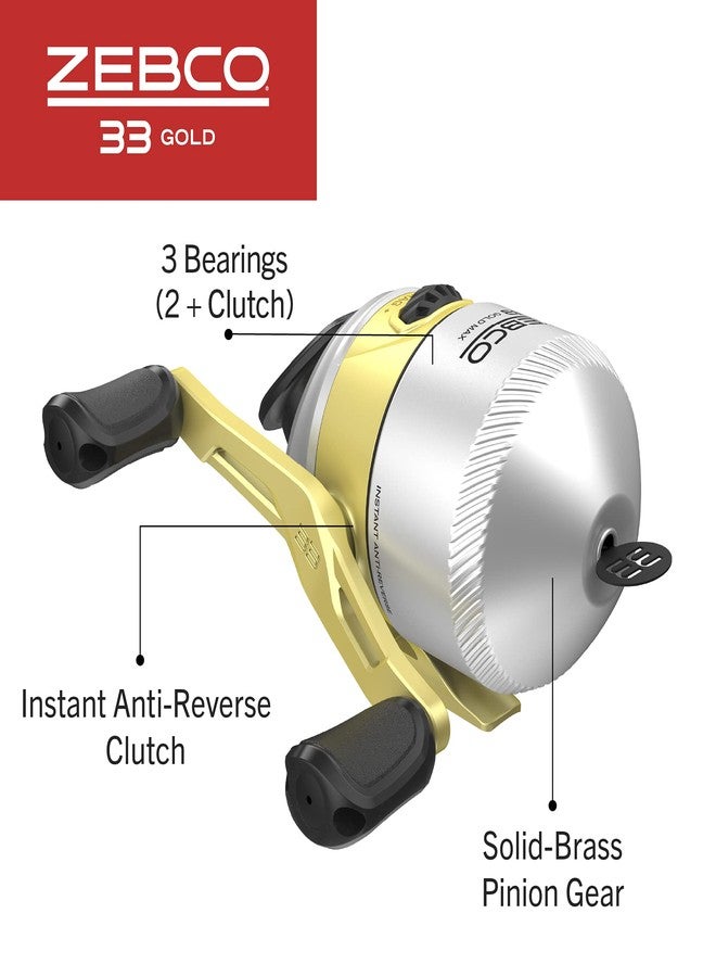 Zebco 33 Gold Spincast Reel and 2-Piece Fishing Rod Combo, Fiberglass Rod with Comfortable Split-Grip Cork Handle, Instant Anti-Reverse Fishing Reel 60 - Image 4